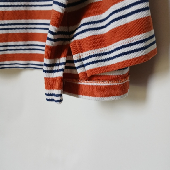 L.L.Bean Mens Short Sleeve Polo Shirt Size L/Reg. Color Orange Navy White - Picture 4 of 7